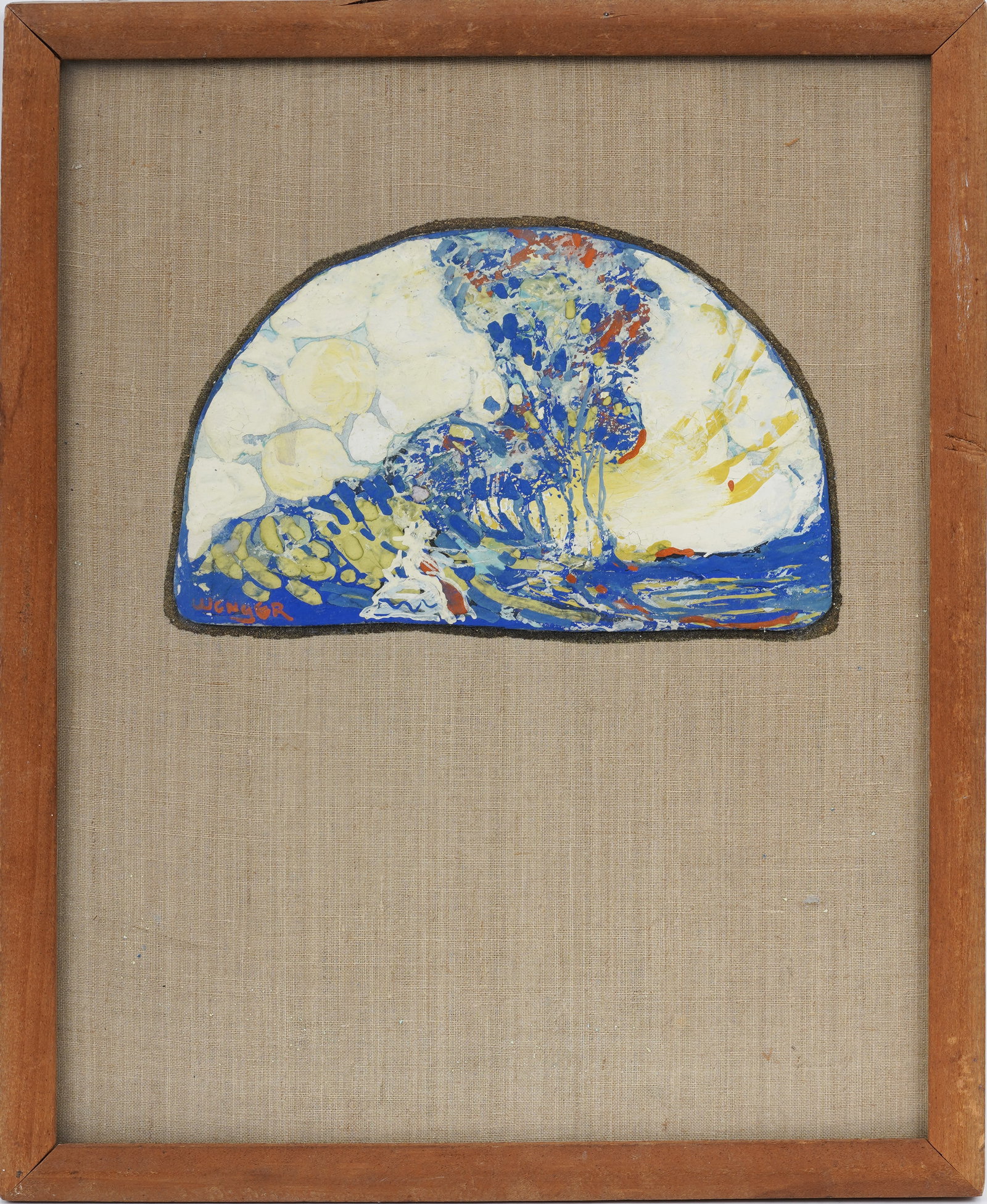 Signed Wenger Vintage American Arts & Crafts Original Landscape Painting: Vintage oil painting. Measuring: 6 by 8 inches overall. Please see all images for condition. Size is measured and written on the back of the painting or next to each object. For detailed condition que