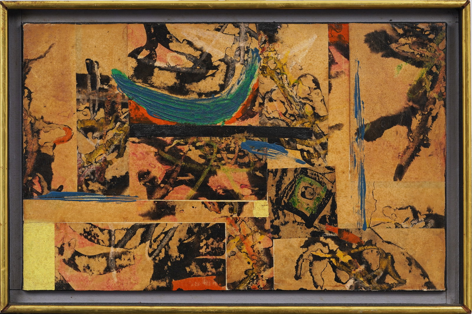 Vintage American School Modernist Abstract Expressionist Framed Mid Century Original Oil Painting: Vintage oil painting. Measuring: 12 by 18 inches overall. Please see all images for condition. Size is measured and written on the back of the painting or next to each object. For detailed condition q