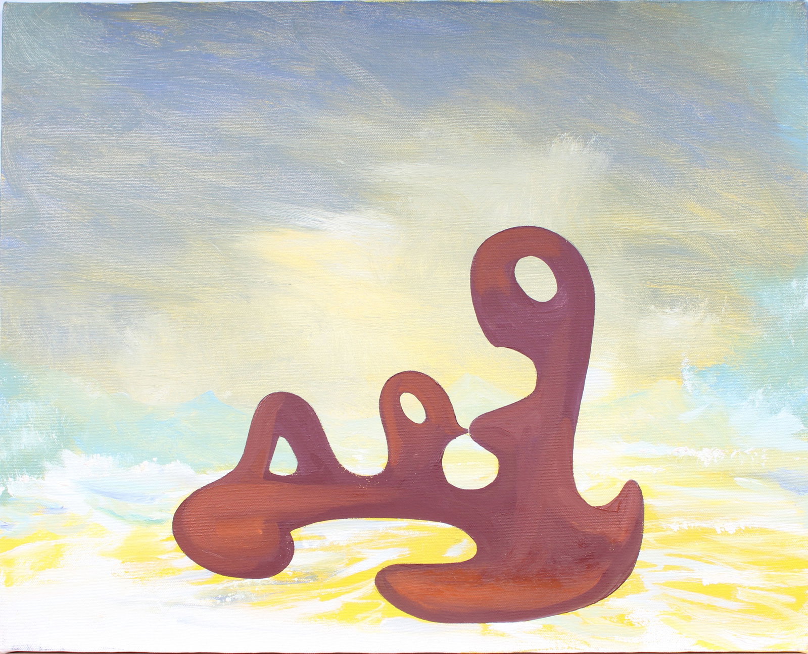 Surreal Vintage American Modernist Signed Abstract Sculptural Oil Painting: Vintage American surreal still life oil painting. Measuring: 16 by 20 inches overall. Domestic flat rate shipping with Fedex is set to $75 for this lot. Please see all images for condition (additional