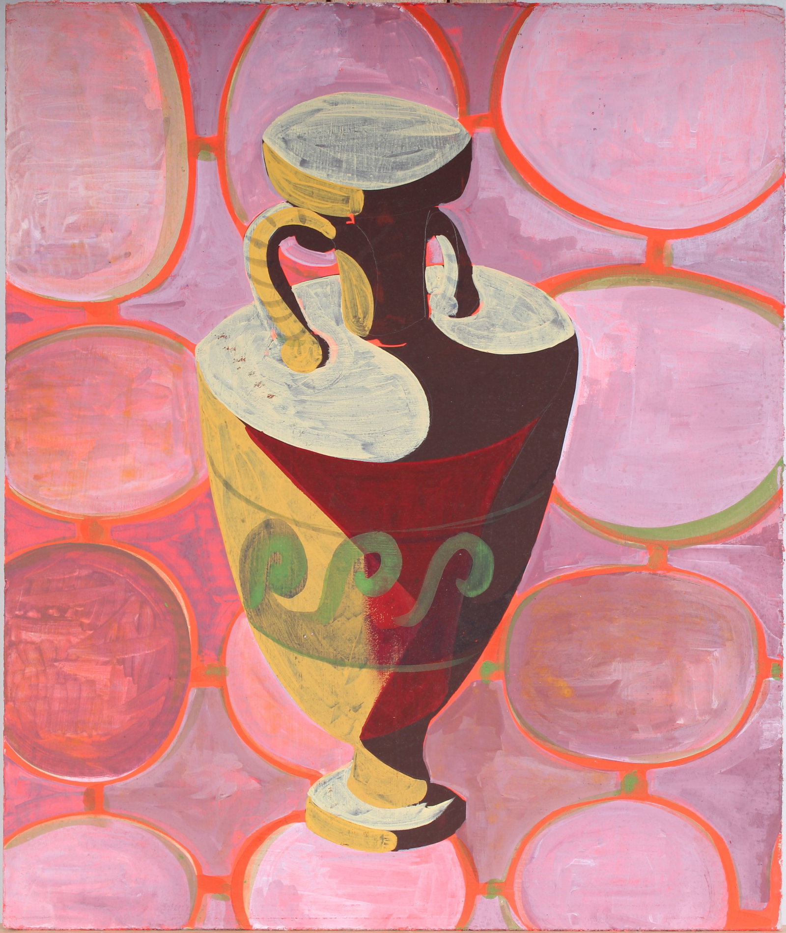 Vintage American School Modernist Abstract Still Life Fauvist Color Oil Painting: Vintage American oil painting. Measuring: 15.5 by 18.5 inches overall. Domestic flat rate shipping with Fedex is set to $75 for this lot. Please see all images for condition (additional photos and bla