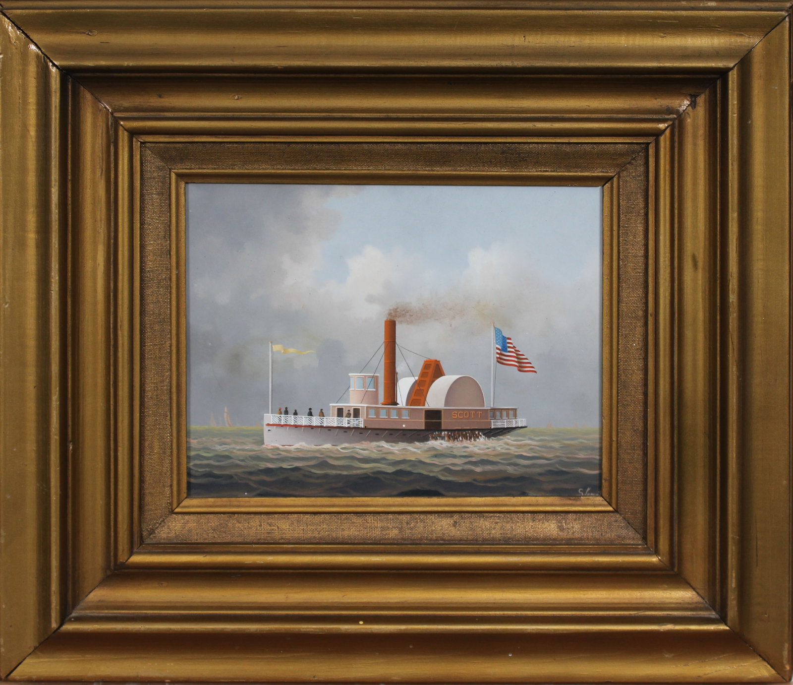 George Nemethy b1952 Signed Vintage American Realist Seascape Framed Oil Painting: Vintage American seascape oil painting. Measuring: 16.5 by 18 inches overall. Domestic flat rate shipping with Fedex is set to $95 for this lot. Please see all images for condition (additional photos 