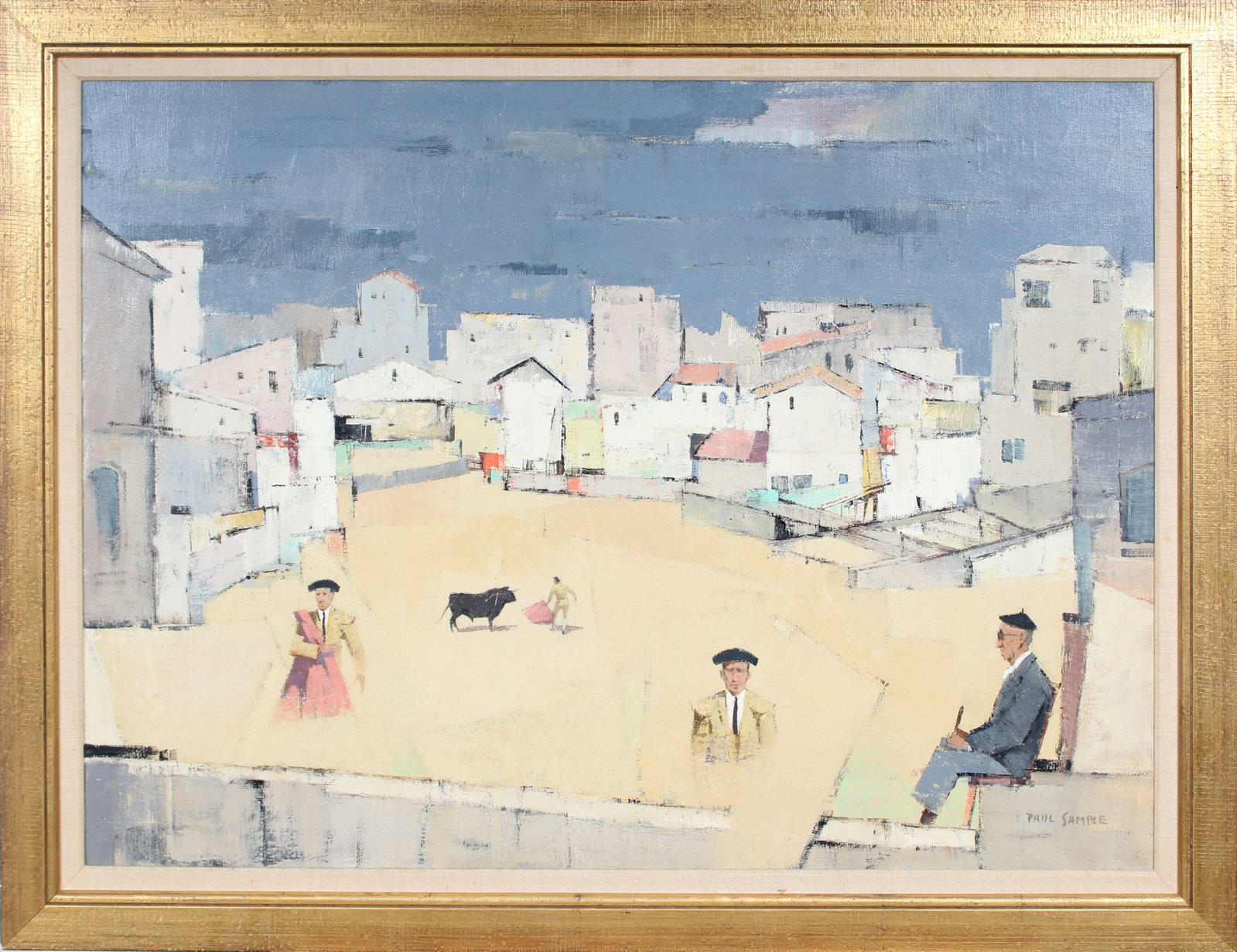 Paul Sample (1896-1974) Important Large Vintage American Modernist Framed Surreal Oil Painting: Vintage American exhibited oil painting by Paul Sample (1896-1974). Oil on canvas. Signed. Measuring: 33 by 43 inches overall. Domestic shipping with national art courier. Please see all images for co