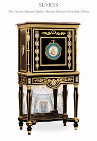 A Museum Quality 19th C. French Sevres Bronze Mounted Ebonized Cabinet