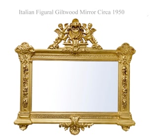 A Vintage Italian Figural Giltwood Framed Mirror