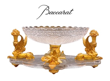 A French Baccarat Hand-Diamond Cut Crystal & Bronze Centerpiece/Surtout de Table