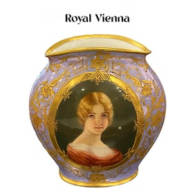 19th C. Royal Vienna Hand Painted Iridescent Porcelain Vase, G. Roa Signed