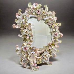 A Royal Vienna Hand Painted Porcelain Figural Wall Mirror