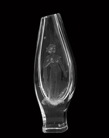 A Bohemian Frosted Nude Lady Clear Glass Crystal Heavy Vase