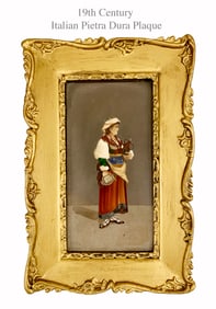 19th Century Italian Pietra Dura Framed Plaque