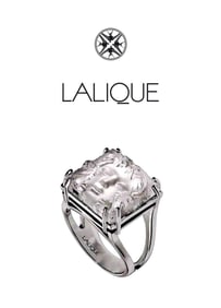 A French Lalique Arethuse Silver Clear Crystal Ring, Hallmarked