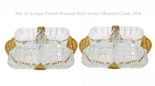 A Pair of French Baccarat Style Bronze Candy Dishes