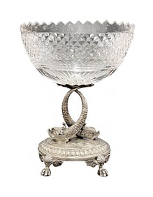 19th C. German Figural Silver Crystal Mounted Miniature Taza