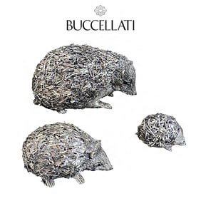 A Lot of 3 Italian Buccellati Sterling Silver Hedgehog Figurines, Signed