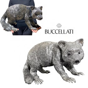 A Large Italian Buccellati Sterling Silver Raccoon Sculpture, Hallmarked