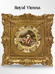 19th C. Royal Vienna Hand Painted Framed Plate, Signed & Hallmarked