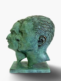 A Bronze Profile of The Faces of Persian Pahlavi Kings Bookcase Sculpture