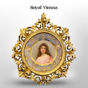 ?19th C. Rococo Framed Royal Vienna Hand Painted Plate, Wagner Signed