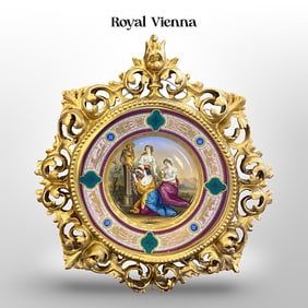 ?19th C. Rococo Framed Royal Vienna Hand Painted Plate