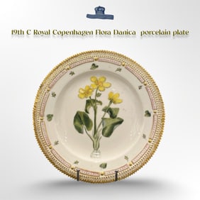 19th C. Royal Copenhagen Flora Danica Decorative Wall Plate, Signed