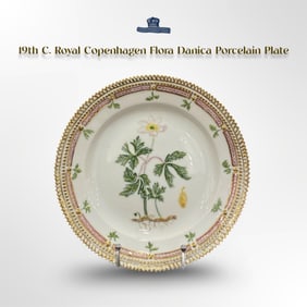 19th C. Royal Copenhagen Flora Danica Decorative Wall Plate, Signed
