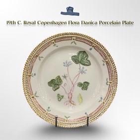 19th C. Royal Copenhagen Flora Danica Decorative Wall Plate, Signed