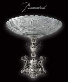 A Fine Baccarat Crystal on 800 Silver Figural Base Centerpiece, Hallmarked