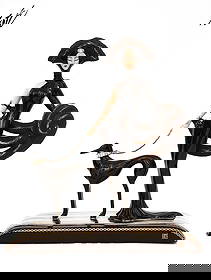 Symphony in Black, A Rare House of Erte Figurine Group, Ltd Edition: House of Erte "Symphony in Black" Fine Hand Painted Porcelain Figurine Limited Edition (No. M1183) By Franklin Mint with Authentic Certification. "Symphony In Black" is an iconic Art Deco Figurine des