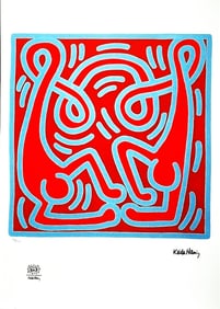 A Large After KEITH HARING Untitled Lithography Print, Numbered & Stamped