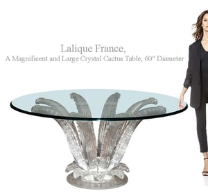 A Large Magnificent French Lalique Crystal Cactus Table
