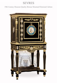 A Museum Quality 19th C. French Sevres Bronze Mounted Ebonized Cabinet