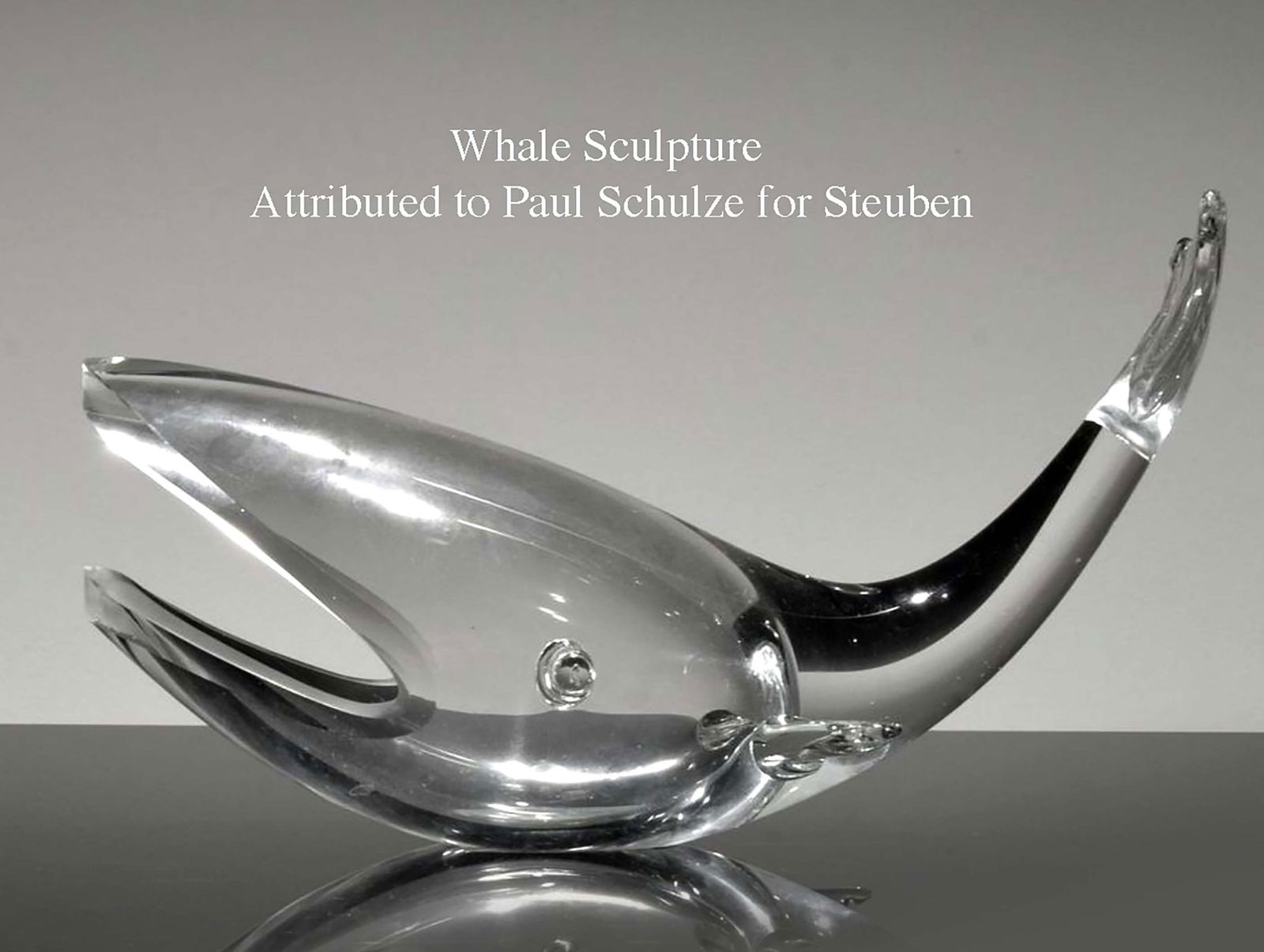 A Contemporary Modern Glass Sculpture of Whale, Attrib. Paul Schulze (1 of 1)