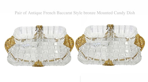A Pair of French Baccarat Style Bronze Candy Dishes