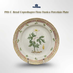 19th C. Royal Copenhagen Flora Danica Decorative Wall Plate, Signed
