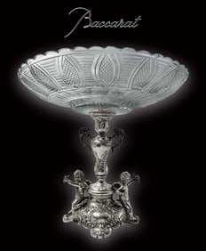 A Fine Baccarat Crystal on 800 Silver Figural Base Centerpiece, Hallmarked