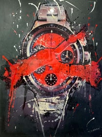 A Large Abstract Art Mixed-Media Painting Signed by J. MIMRAN