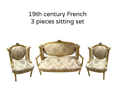 19th Century French 3 Pieces Sitting Set