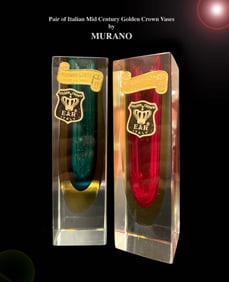 A Pair of Mid 20th Century Italian Golden Crown Candlesticks/Vases