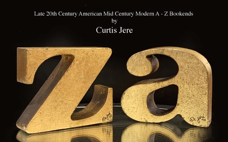 A Mid 20th Century American  Modern A - Z Bookends, Curtis Jere Signed