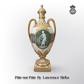 19th C. Mintons Pate-sur-Pate Lidded Urn, Signed