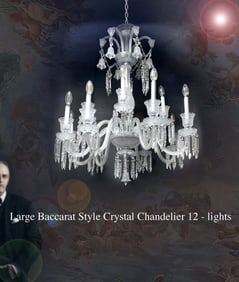A Large Baccarat Style Crystal 12-Lights Chandelier