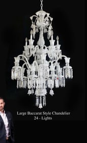 A Very Large Baccarat Style Crystal 24-Lights Chandelier