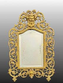 A French Figural Gilt Bronze Framed Mirror