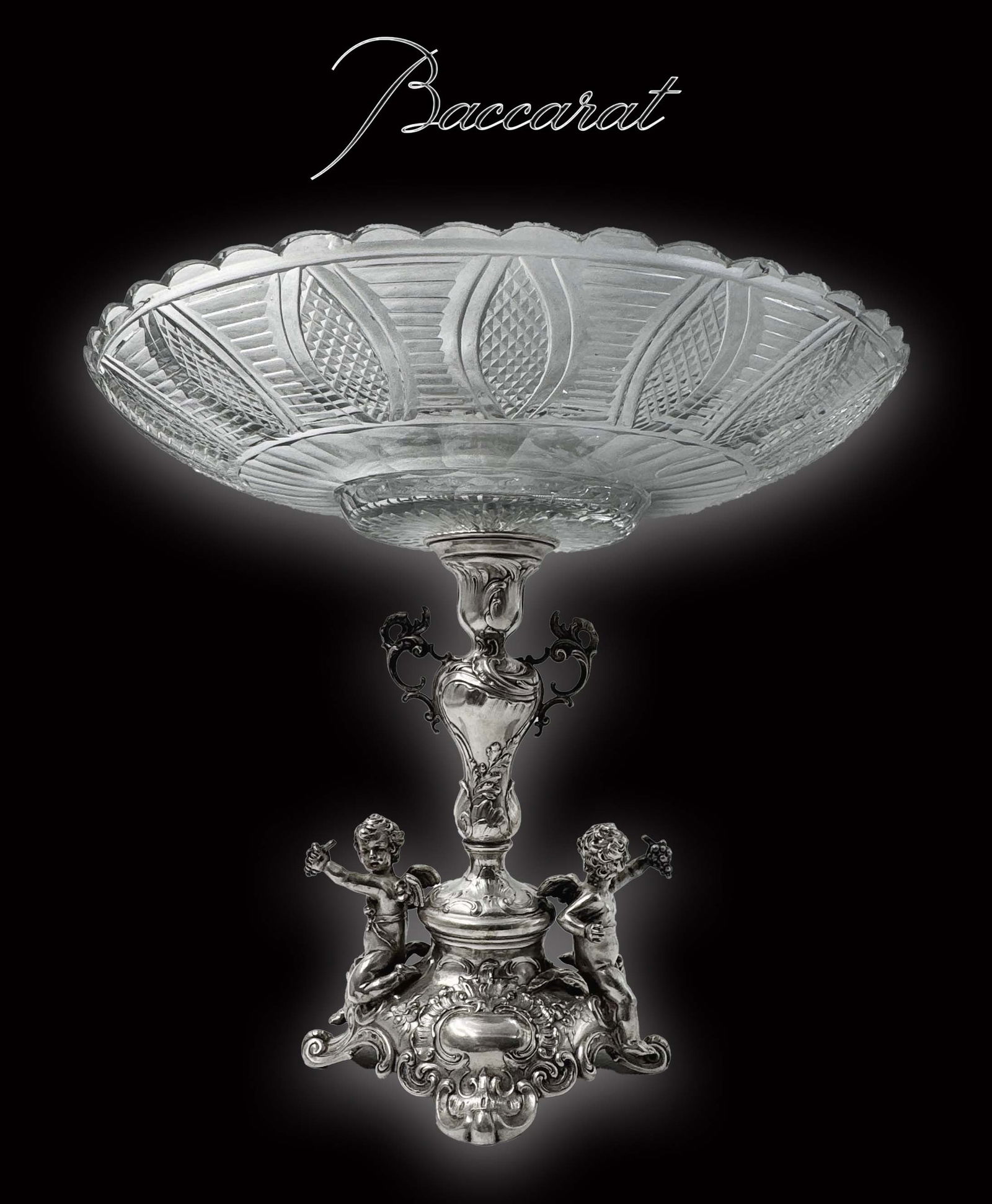 A Fine Baccarat Crystal on 800 Silver Figural Base Centerpiece, Hallmarked (1 of 11)
