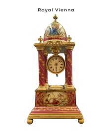 19th C. Austrian Royal Vienna Hand Painted Porcelain Clock