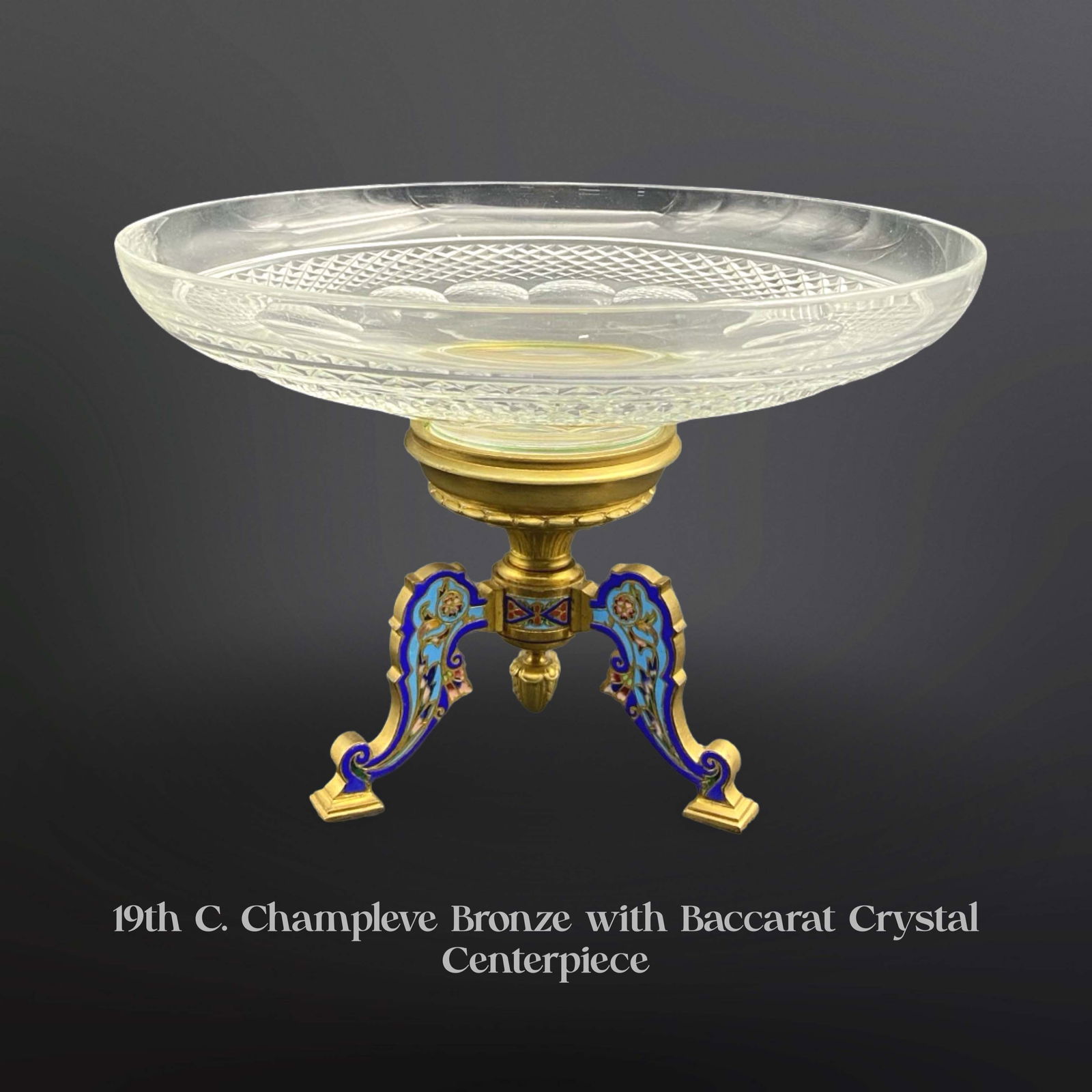 19th C. Baccarat Crystal & Champleve Enamel Bronze Centerpiece (1 of 4)