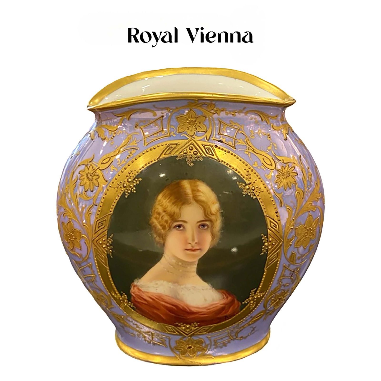 19th C. Royal Vienna Hand Painted Iridescent Porcelain Vase, G. Roa Signed: 19th Century Austrian Royal Vienna Hand Painted Iridescent Porcelain Vase, Signed by G. Roa. H 6" x L 6"