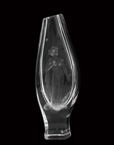 A Bohemian Frosted Nude Lady Clear Glass Crystal Heavy Vase