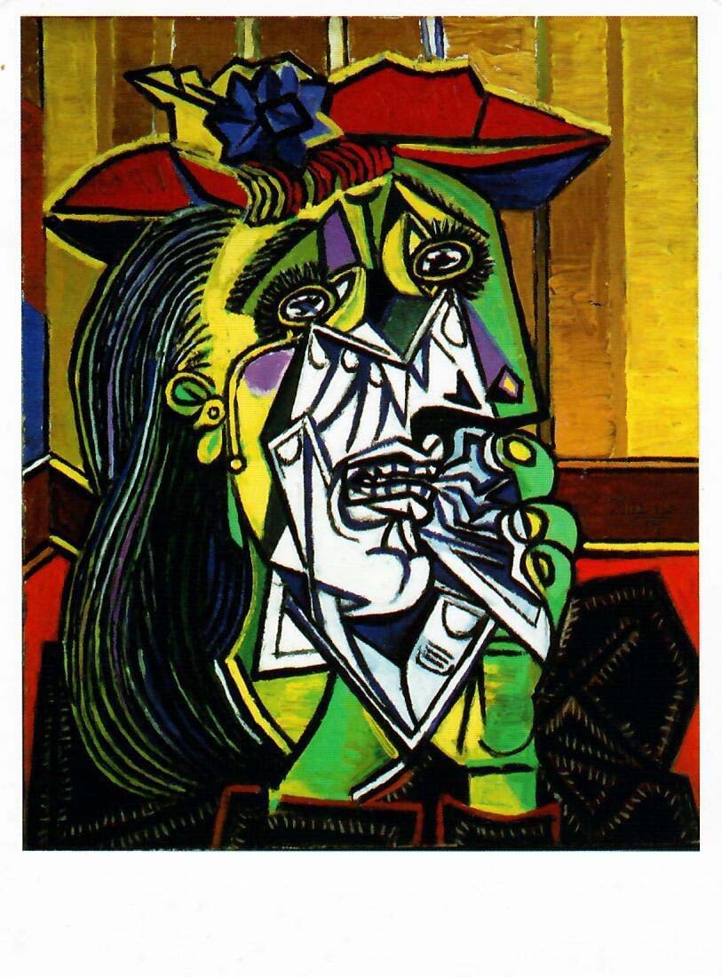 Weeping Woman 1937, A Pablo Picasso Lithograph Postcard: Weeping Woman 1937, A Pablo Picasso Lithograph Postcard. Limited Edition Printed by Succession Picasso 2010 for The Art Fund and TATE members 1987. 6" x 4"