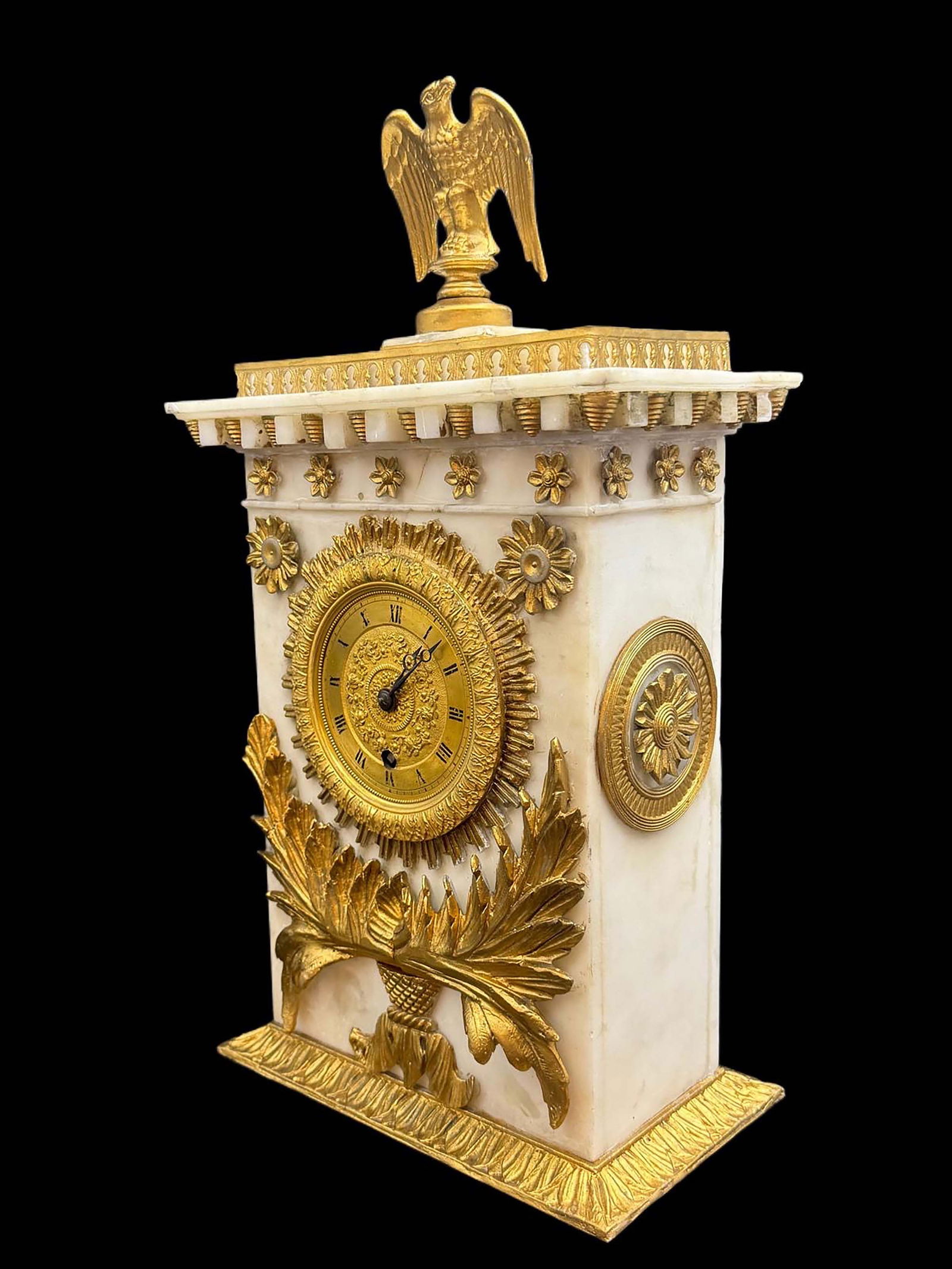 A Late 19th C. French Empire Style Alabaster Figural Clock (1 of 6)