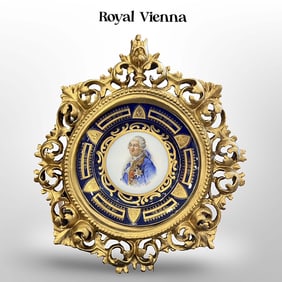 19th C. Rococo Framed Royal Vienna Portrait of  Louis XVI Plate